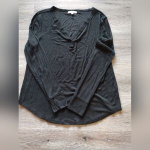 Z Supply Women's Long Sleeve V-Neck Top in Black